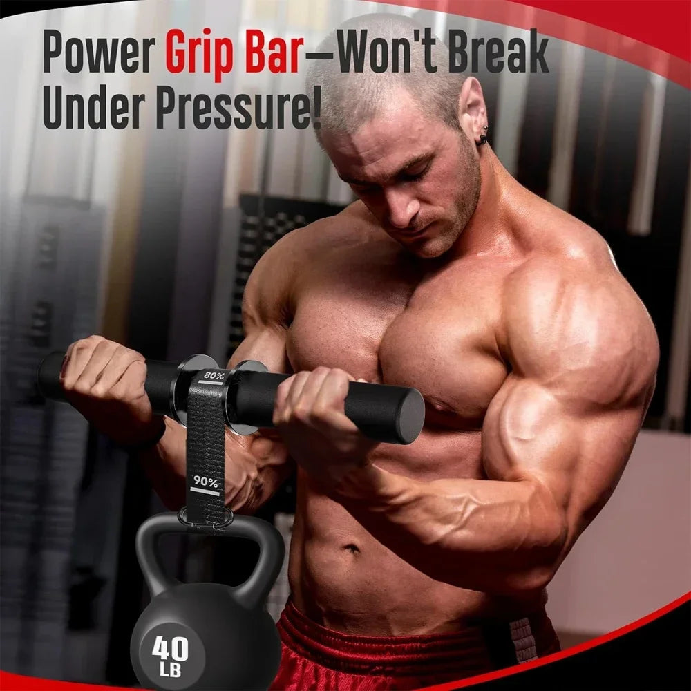Showlu Fashion Store adjustable forearm strength trainer with a wrist roller and non-slip handle for home upper body workouts.