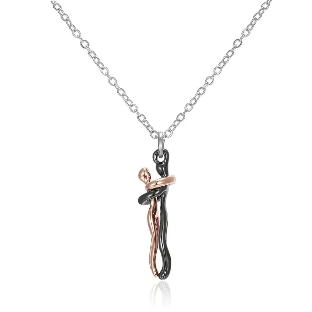 Showlu Fashion men's and women's hugging pendant choker necklace, romantic jewelry chain for lovers and couples