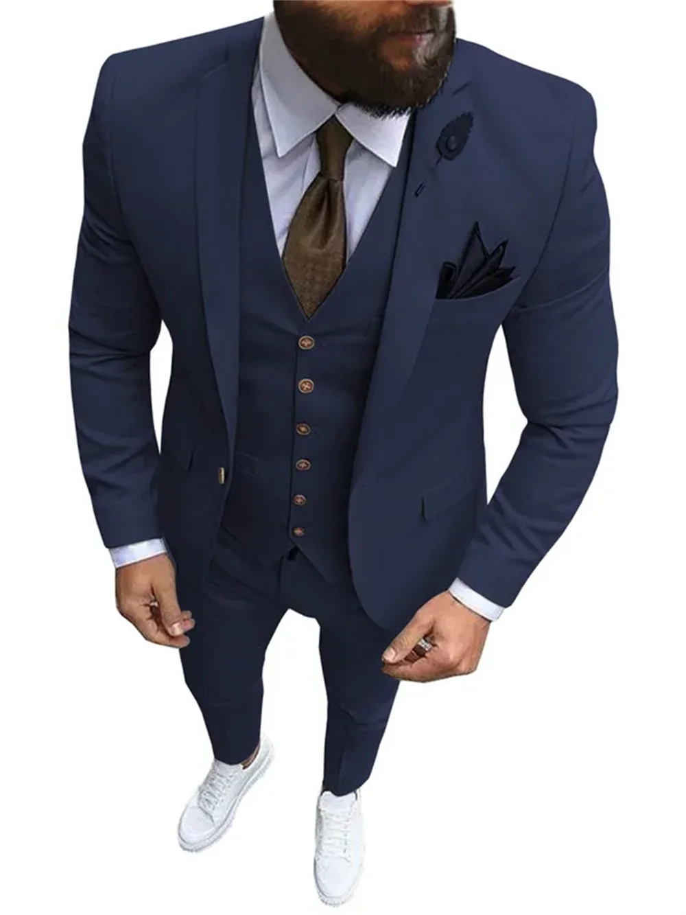 New Pink Men's 3 Pieces Suit Formal Business Notch Lapel Slim Fit Tuxedos Best Man Blazer For Wedding(Blazer+Vest+Pants) SHOWLU FASHION STORE