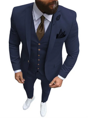 New Pink Men's 3 Pieces Suit Formal Business Notch Lapel Slim Fit Tuxedos Best Man Blazer For Wedding(Blazer+Vest+Pants) SHOWLU FASHION STORE