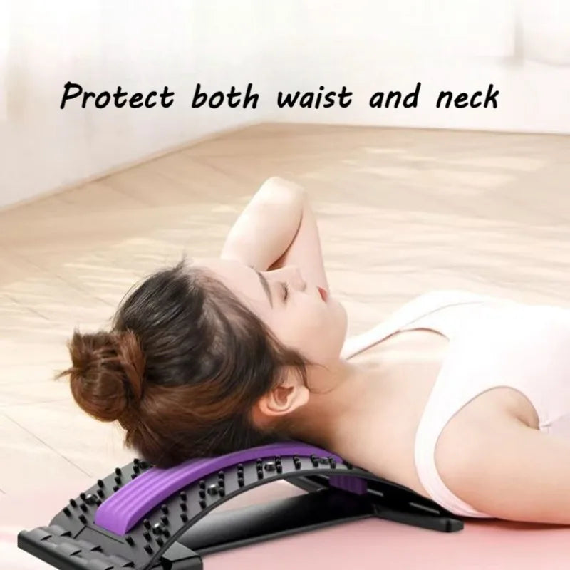 Home back and waist stretching equipment by Showlu, a yoga fitness back traction and waist stretcher massager in black