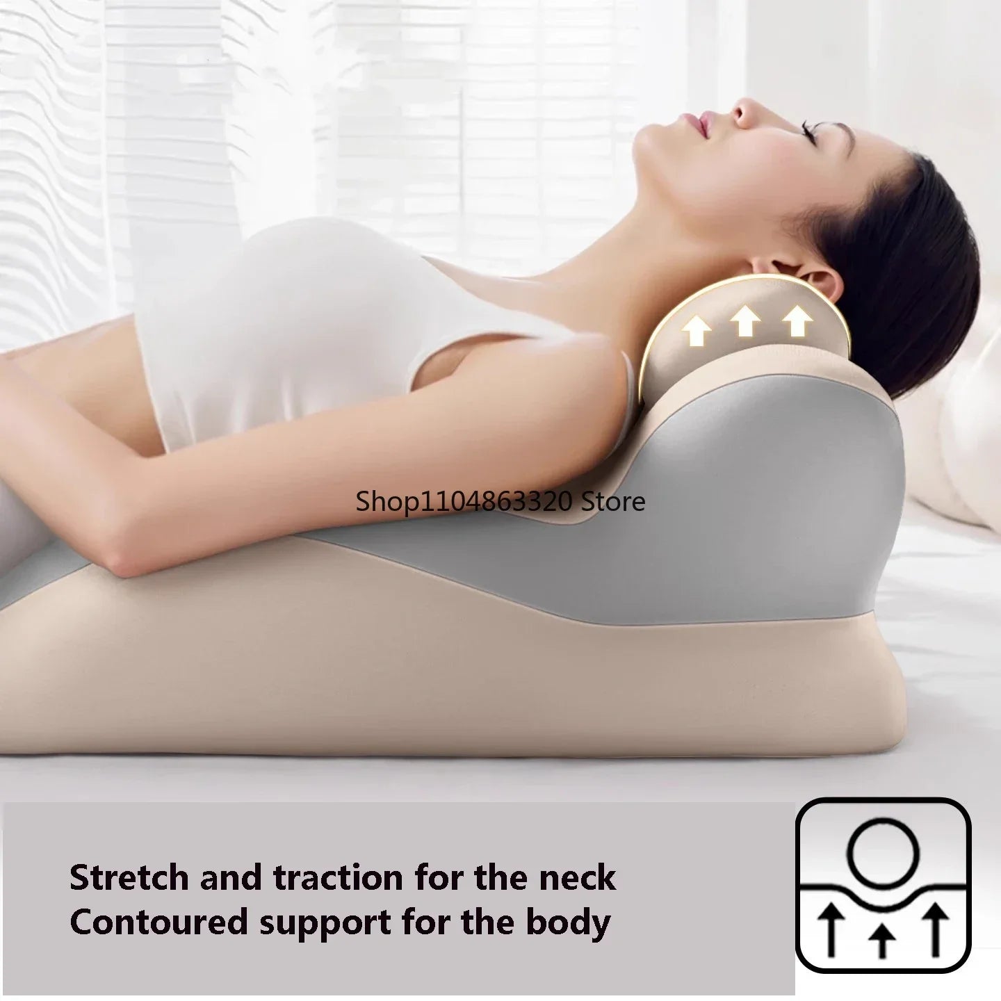 Showlu Memory Foam Pillow with ergonomic wedge design for neck and leg support, ideal for comfortable sleep and relaxation.