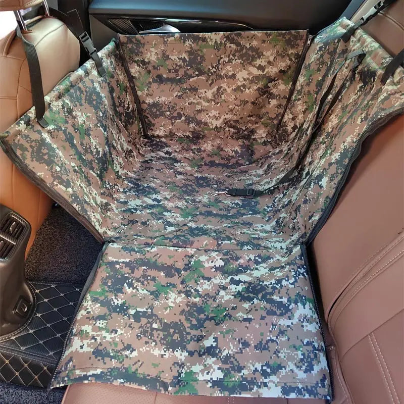 Waterproof Cawayi Kennel Dog Car Seat Cover by Showlu Fashion Store, a pet travel hammock mat with secure side flaps in the image.