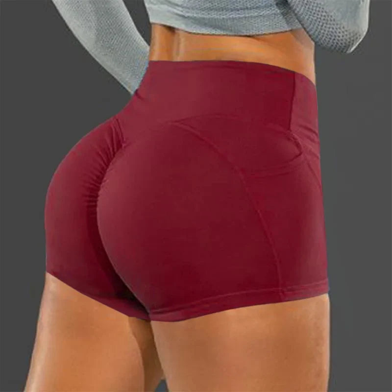 SHOWLU high waist seamless fitness shorts with knit fabric and hip-lifting design, ideal for active sports and workouts.