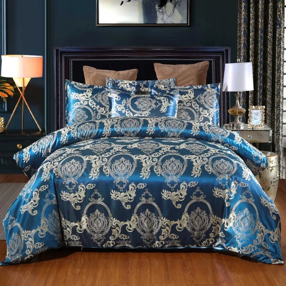 2/3Pcs Set of Light Luxury Bedding Home Textile European Satin Jacquard Bedding Set Duvet Cover Pillowcase Juego De Ropa De Cama