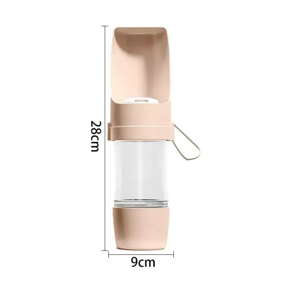 Showlu portable dog water bottle and food container, 500ml travel pet feeder with spill-proof design for outdoor use