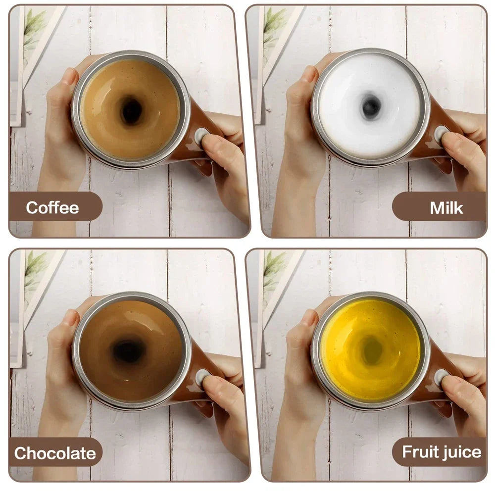 Rechargeable stainless steel Showlu Automatic Stirring Coffee Mug with built-in motor for seamless mixing.