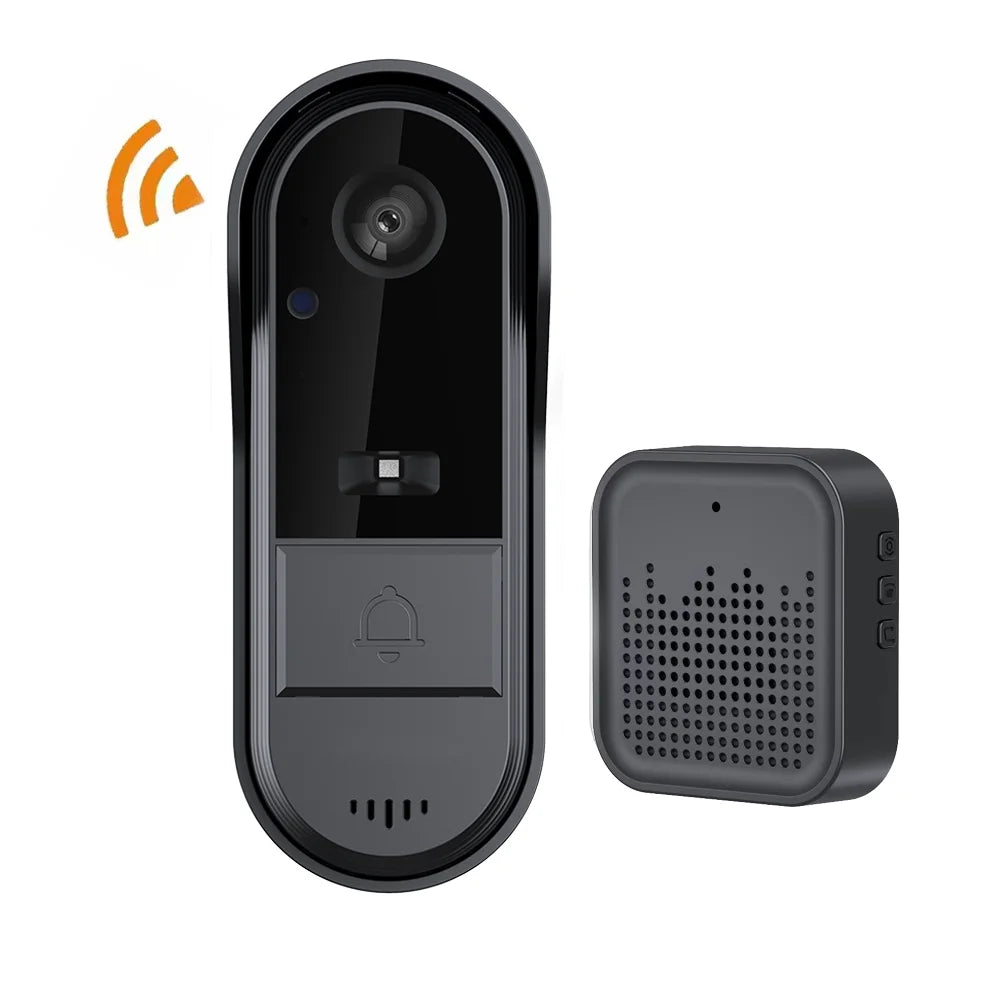 Showlu Smart WiFi Video Doorbell with two-way intercom and IP65 weatherproof rating, mounted on a door with a camera and chime system.