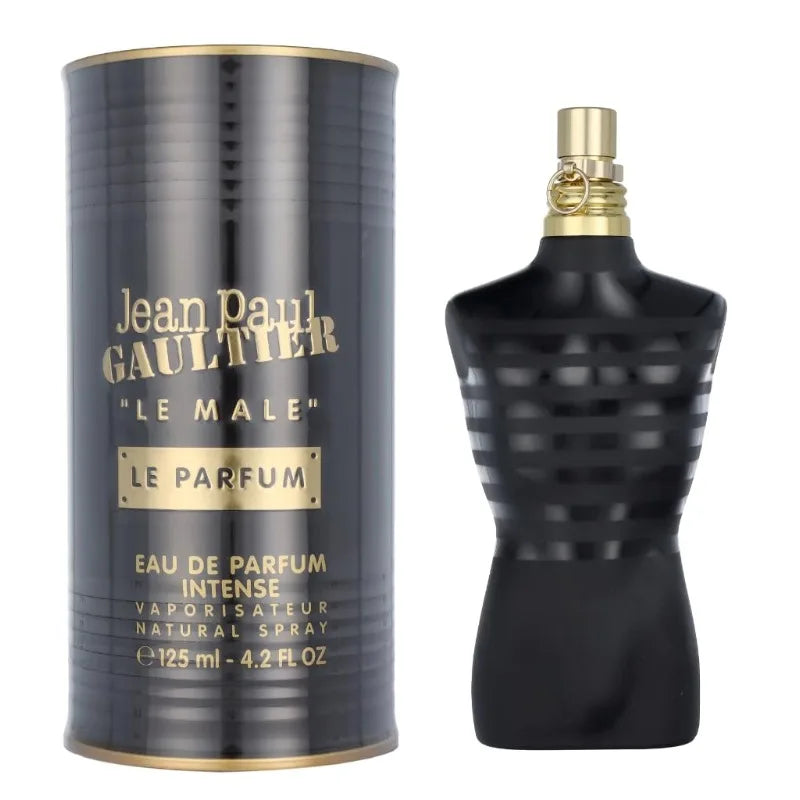 Men's Jean Paul Gaultier Le Male Le Parfum 125ml oriental cologne, featuring the iconic bottle design and dark, sophisticated fragrance.