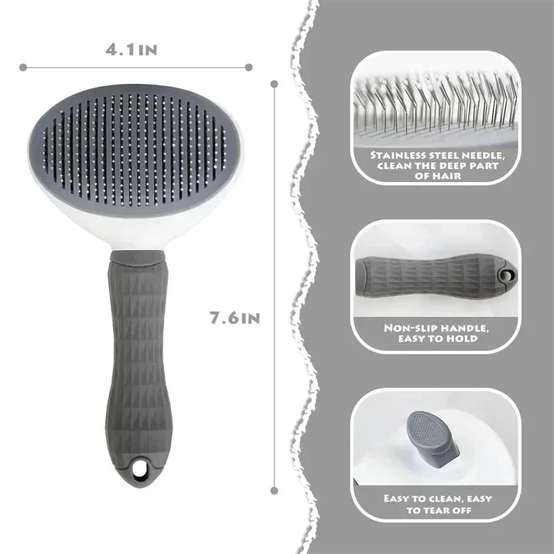 Showlu Smart General pet grooming slicker brush with fine metal bristles for hair removal and gentle massage.
