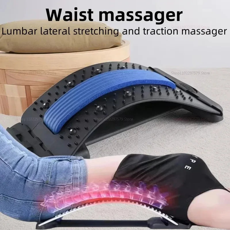 Home back and waist stretching equipment by Showlu Fashion Store, yoga fitness back traction and waist stretcher massager in the image.
