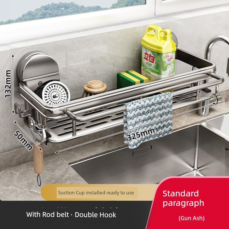 Aluminum wall-mounted kitchen seasoning rack with punch-free design, ideal for organized spice storage.