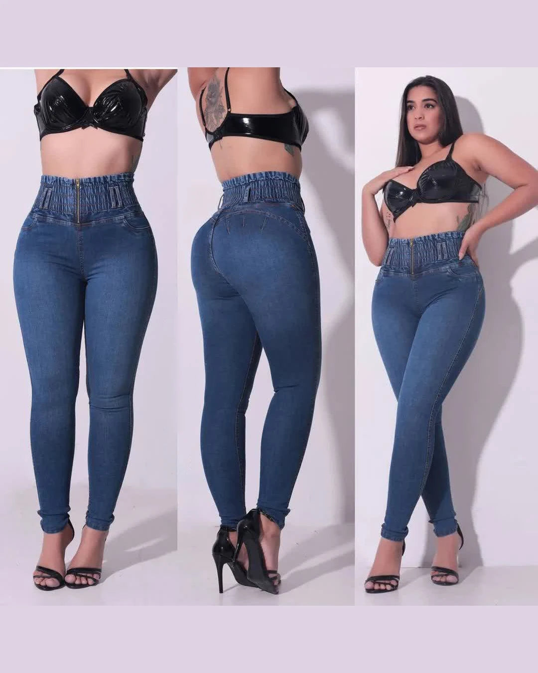 Women Fold Design Demin Pants Girls Streetwear Sexy Pencil Jeans High Waist Trousers 2023 European Fashion Skinny Pants Zipper