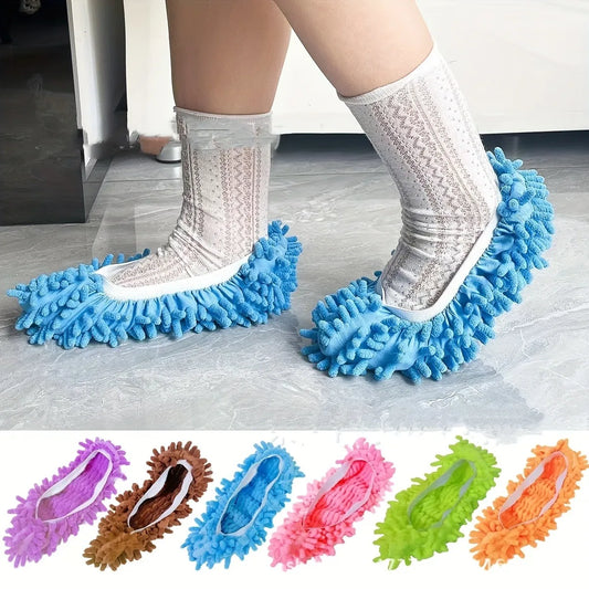 1-5 Pairs of Washable and Reusable Microfiber Mop Slippers,Dust-Repellent and Easy-to-Clean Shoes Cover for Bathroom and Bedroom