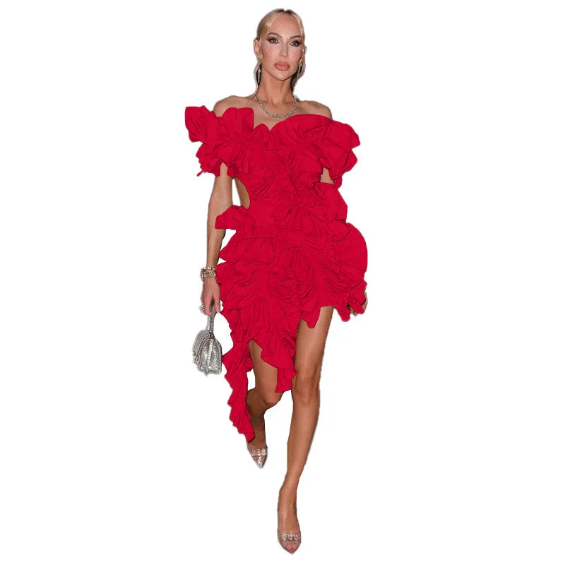 African Party Evening Dresses for Women Summer Sexy 2024 African Sleevelss Polyester Solid Color Pleat Dress Africa Clothing