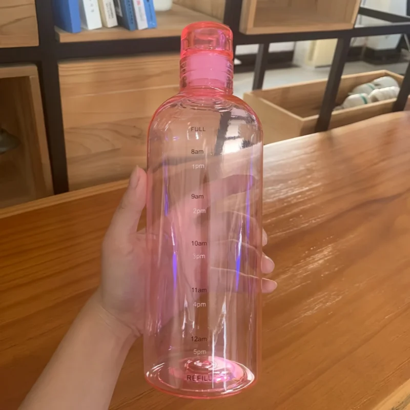 700ml Elegant Leakproof Water Bottle with Time Scale Stay Hydrated Daily Lightweight & Portable for Fitness & Outdoor Adventures