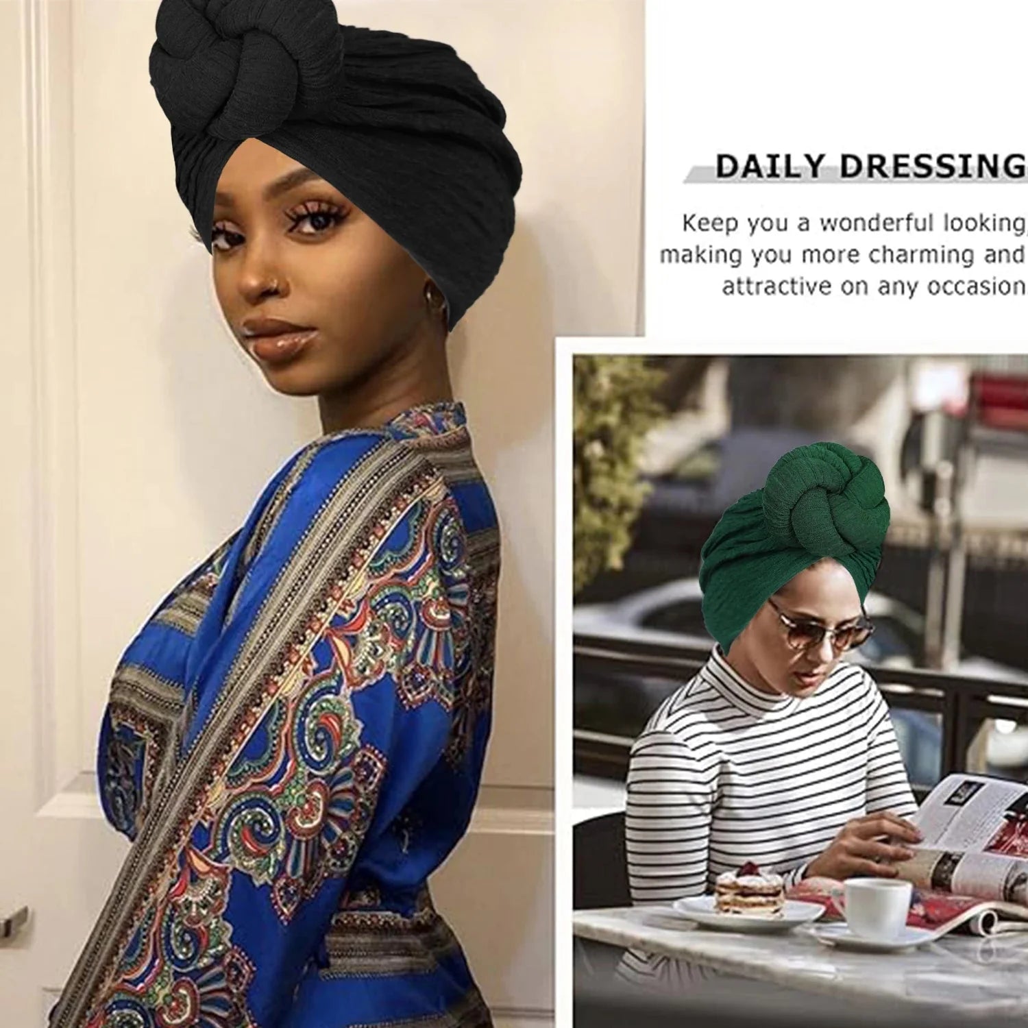 Showlu Fashion women's bubble cloth flower turban hat with elastic daily wear, stylish and comfortable head accessory.