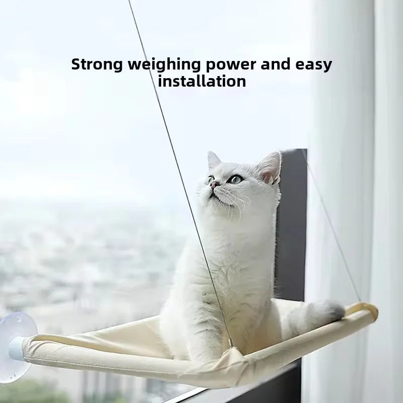 Showlu Cat Window Hanging Hammock Bed made of Oxford fabric, space-saving perch for cats to relax by the window.