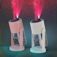 ‌280ML Portable Rotating Humidifier & Car Diffuser USB, 7-Color Projection Night Light, Ambient Mood Lighting for Office Travel‌