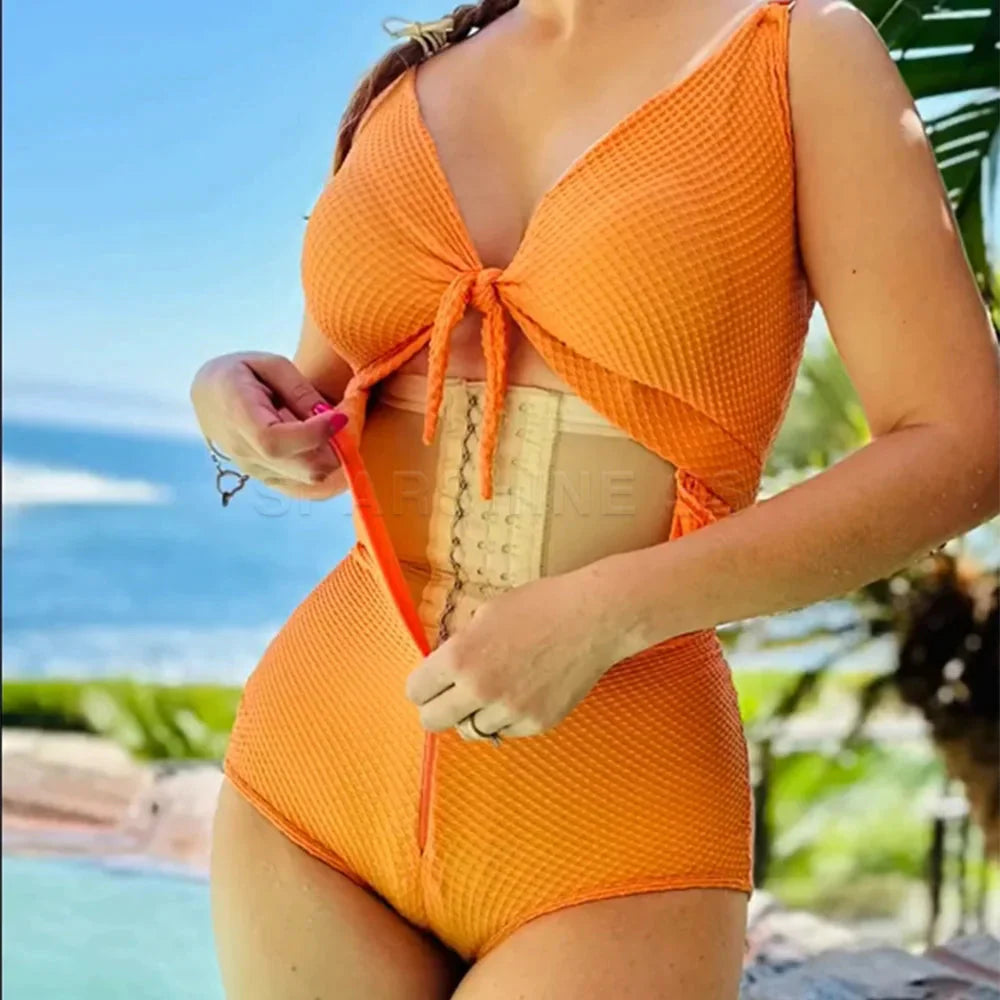 Showlu Fashion SS women's swimsuit waist trainer and slimming shapewear thong, designed for shaping and support.