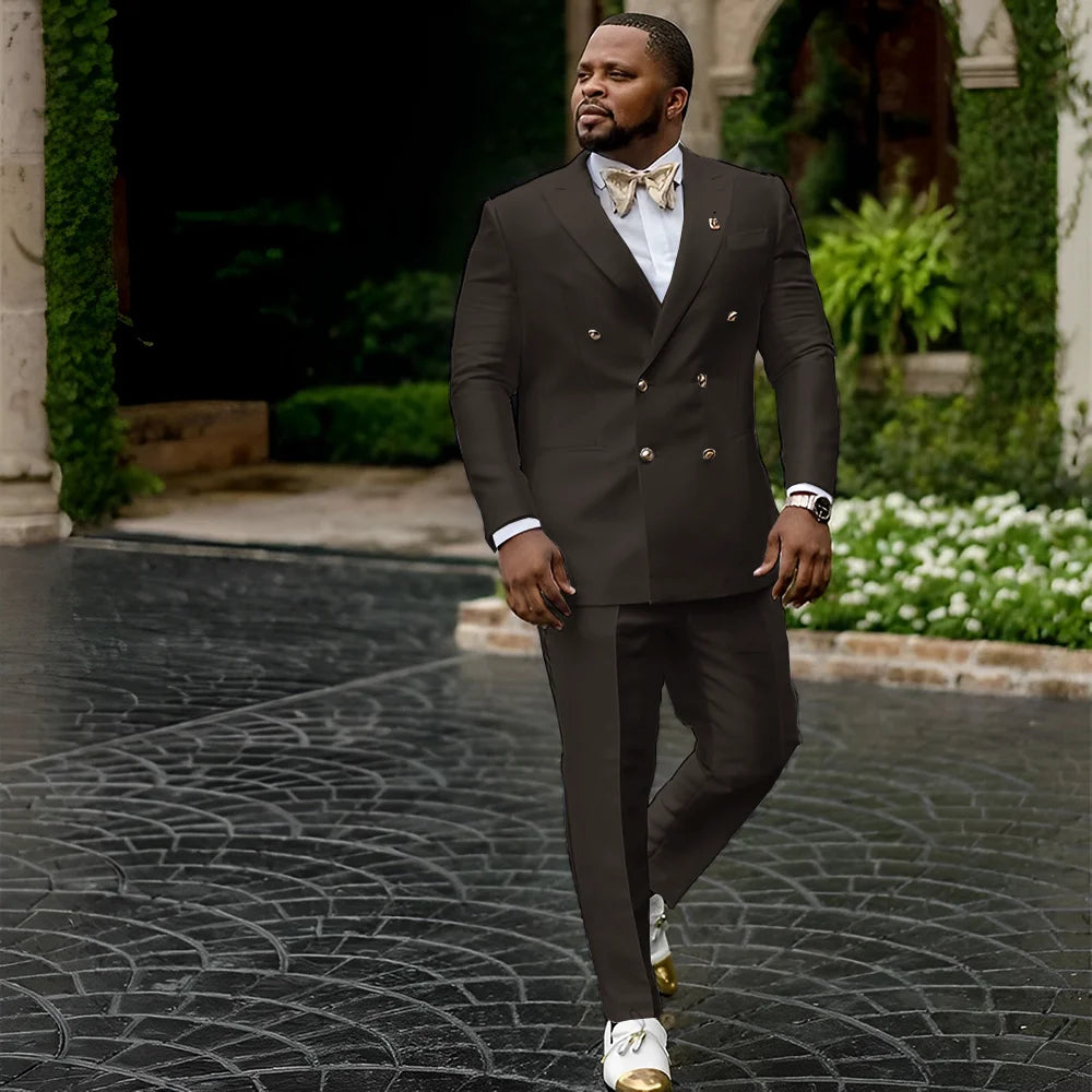Showlu men's white satin tuxedo with double-breasted jacket and matching trousers, formal wedding suit for men.