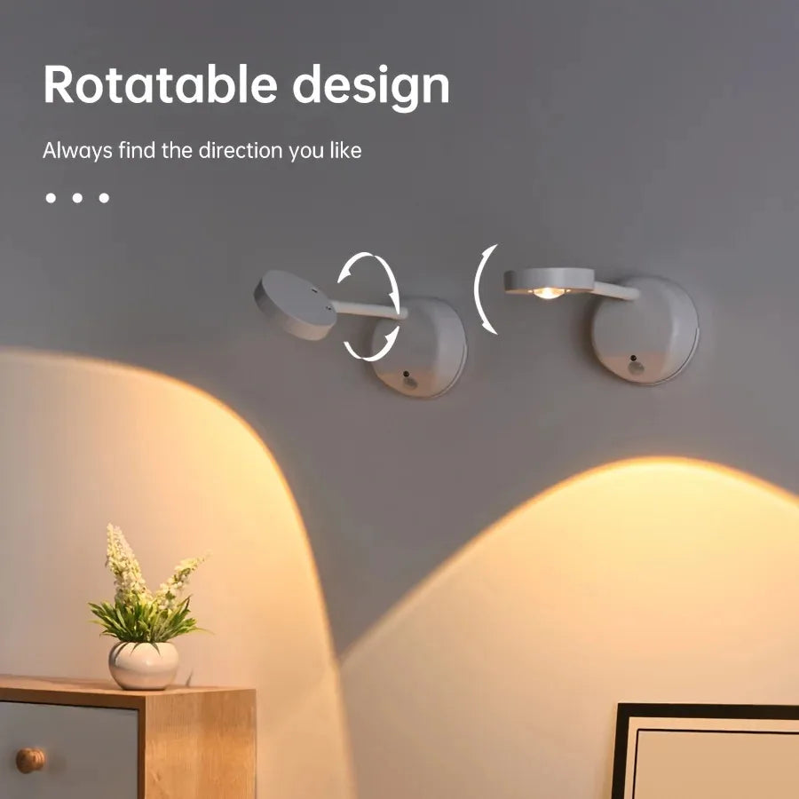 Showlu Smart General rechargeable motion sensor LED wall spotlight illuminating a modern exterior wall with adjustable brightness.