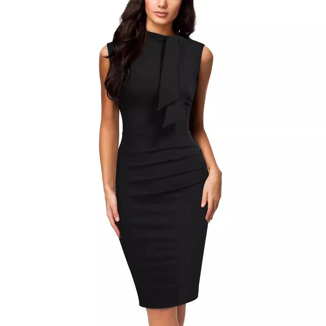 Sleeveless slim pencil dress for women in solid color, ideal for office wear, from SHOWLU FASHION STORE.