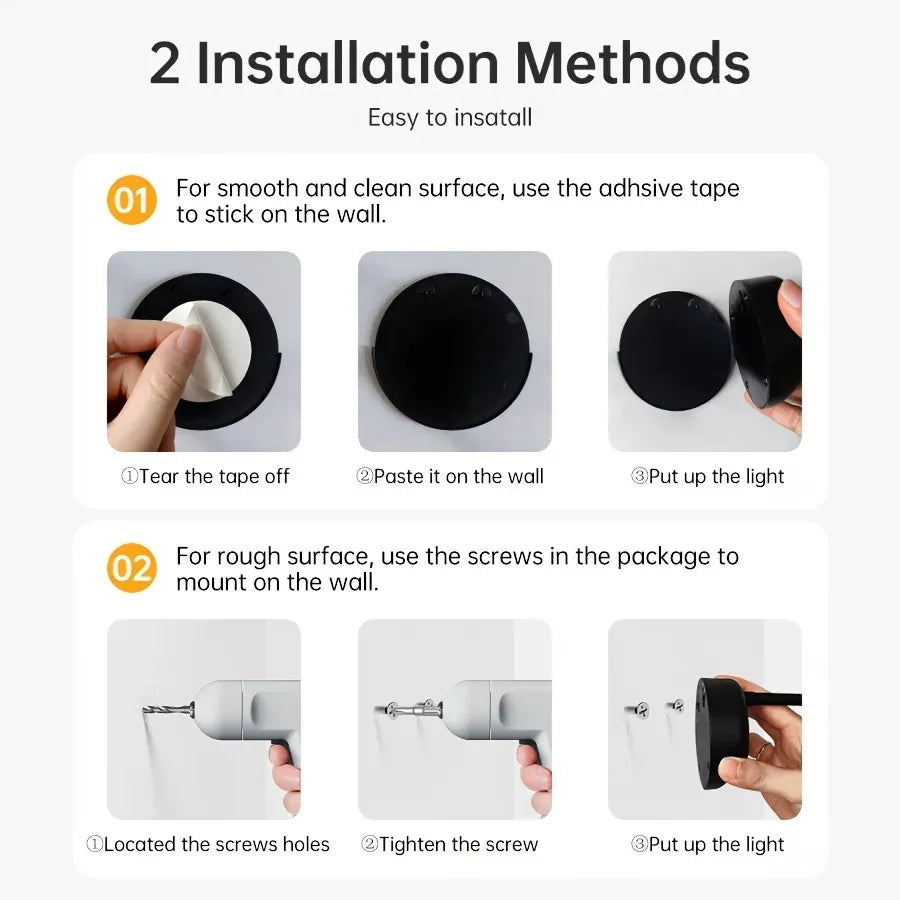Rechargeable motion sensor LED wall spotlight by Showlu Smart General mounted on a wall, showcasing its sleek design and adjustable features.