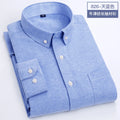 Showlu Men's slim fit Oxford shirt with long sleeves, non-iron casual top in classic white, tailored for a sharp look.