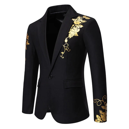 New Fashion Paisley Hot Stamping Print Mens Suit Coat Casual Business Wedding Slim Fit Suit Single Buckle Suit Party Coat Office SHOWLU FASHION STORE