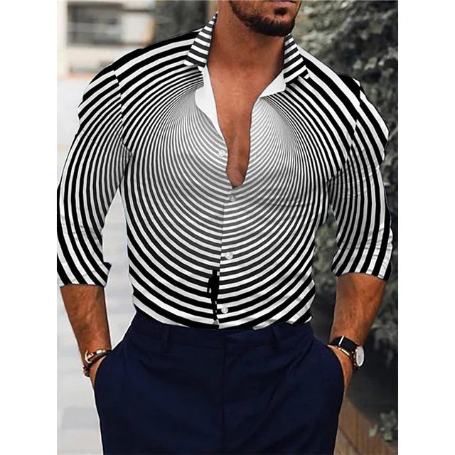 Hawaiian luxury designer men's long sleeve shirt with floral 3D print, single-breasted casual top by Showlu Fashion Store