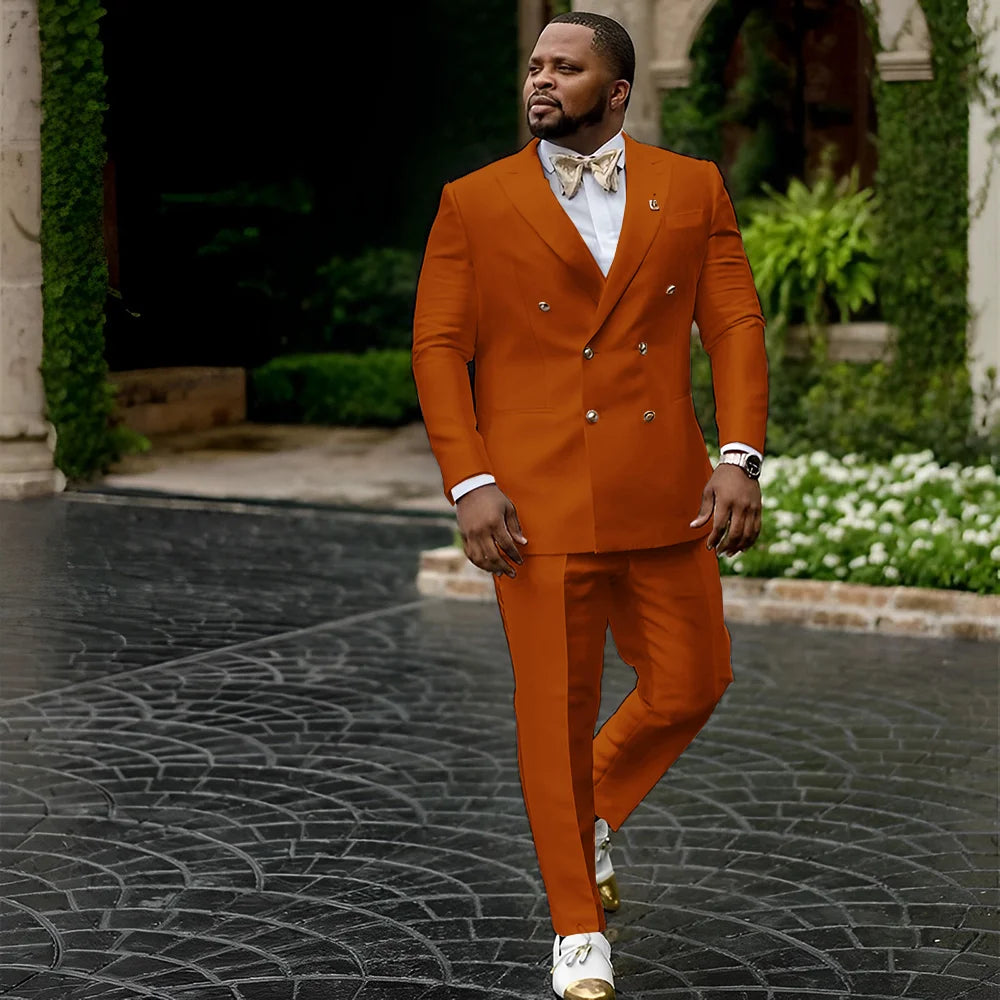 Showlu men's white satin tuxedo with double-breasted jacket and matching trousers, formal wedding suit for men.