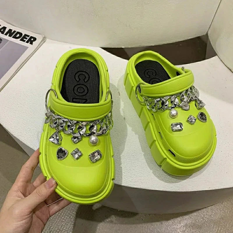 Lightweight SHOWLU Women's Platform Garden Clogs in EVA, summer beach slides with a casual, open-toe design and comfortable slip-on style.