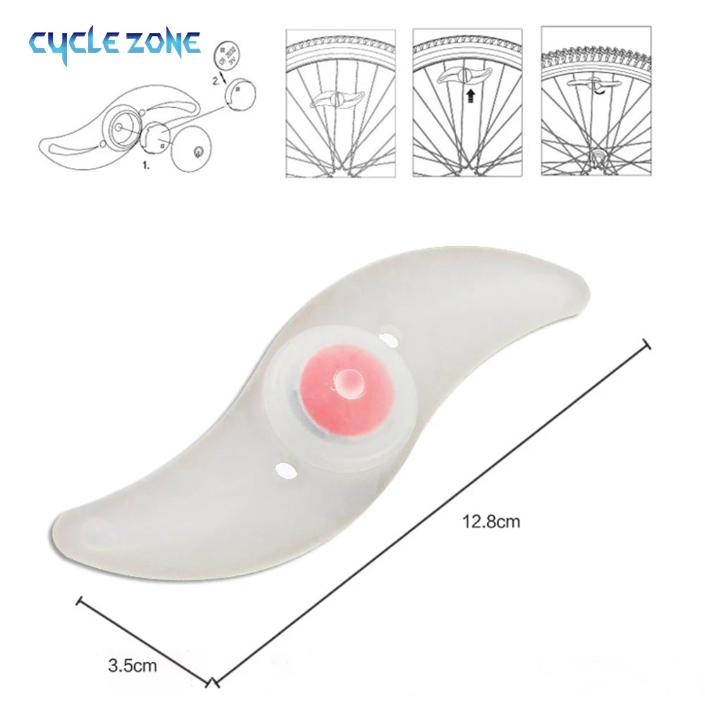 Showlu Smart General bicycle spoke LED wheel light with flashing tire lights mounted on a bicycle wheel for visibility.