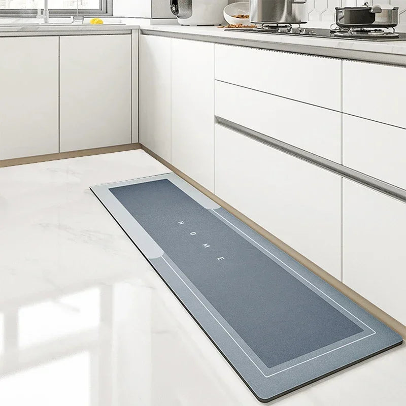 Showlu Fashion super absorbent diatom mud kitchen mat with anti-slip backing, ideal for kitchen floors and spill absorption.