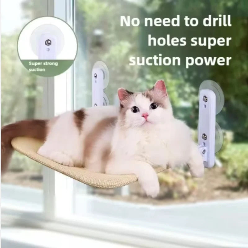 Showlu Smart General cat window hammock with soft fabric and suction cups, providing a cozy perch for cats by the window.