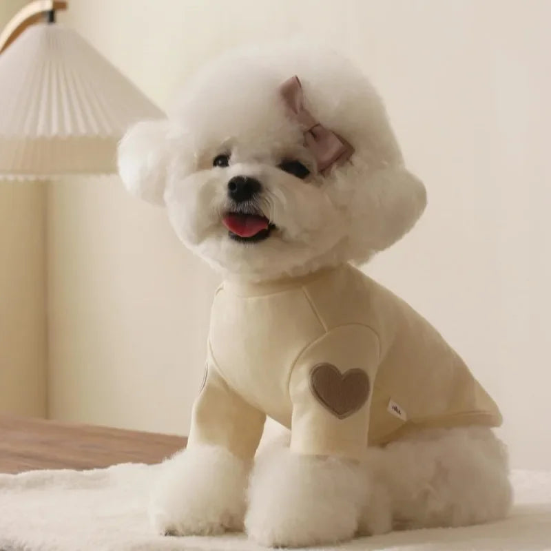 Showlu Fashion Love Bear dog hoodie, warm winter pet base shirt with cute bear design, suitable for small dogs.