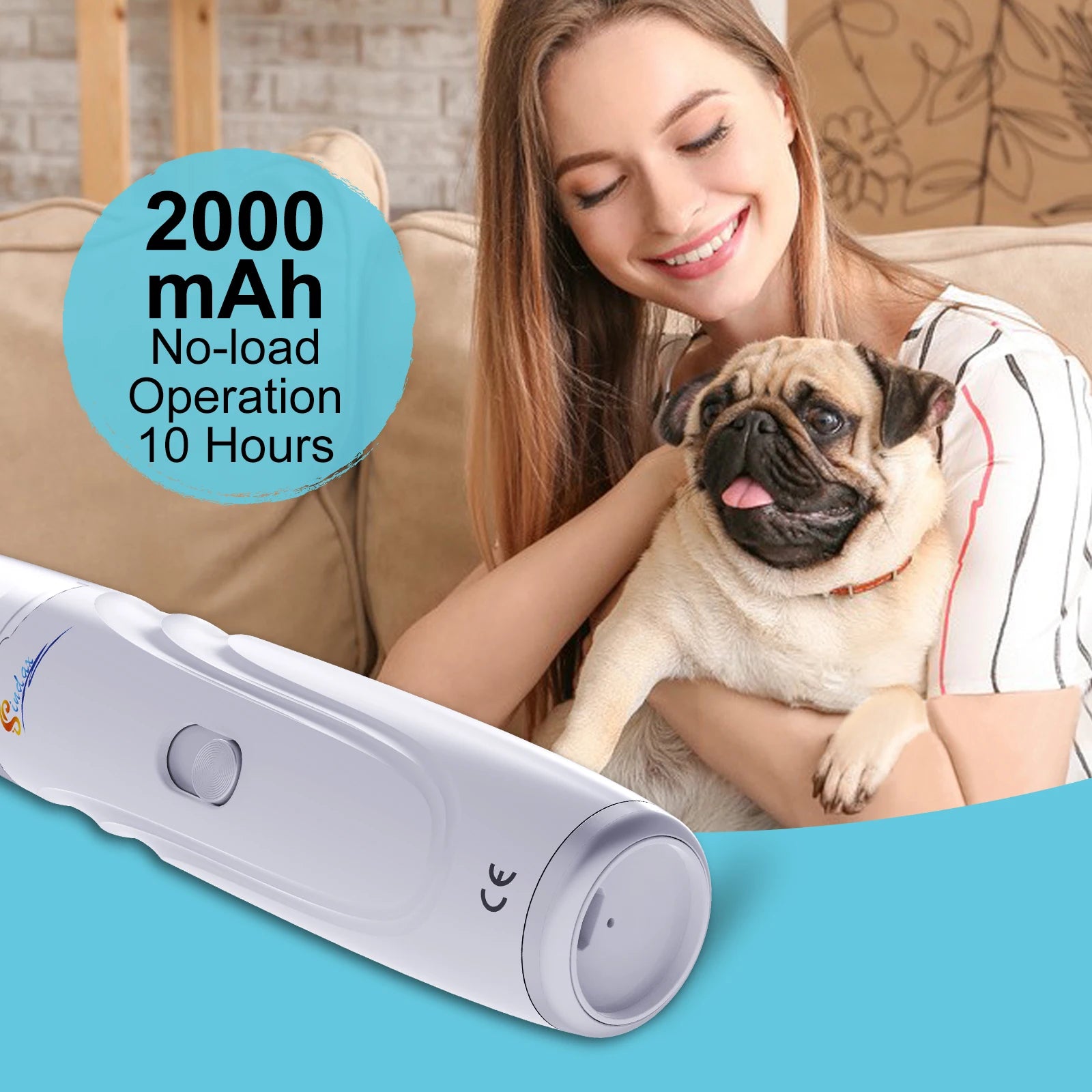 Electric dog nail grinder by Showlu Fashion Store, USB rechargeable, quiet, two-speed pet nail trimmer with a painless grooming design.