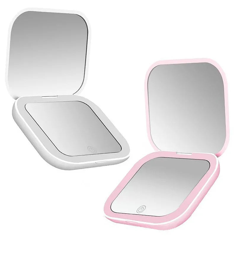 Showlu Smart General LED compact mirror with illuminated reflective surface, portable and sleek for on-the-go makeup and grooming.