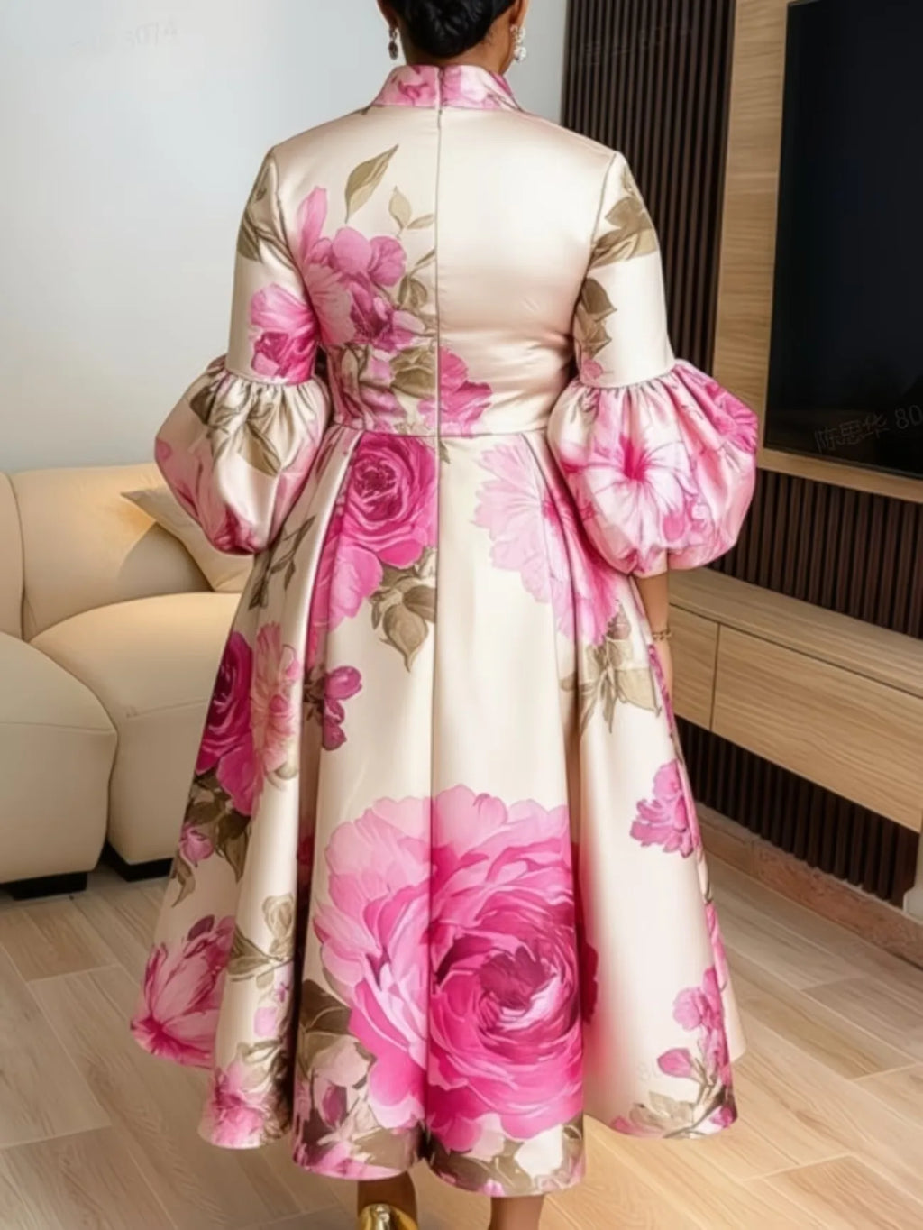 Elegant Dress Women for Wedding Party Summer African Half Sleeve Polyester Wedding Printing Midi Dress Dashiki Africa Clothing