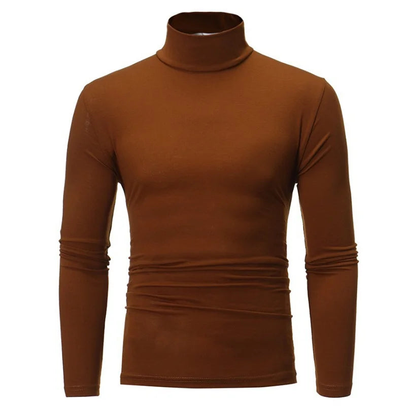 Slim fit men's thermal underwear top with turtleneck and long sleeves, designed for warmth and comfort by SHOWLU FASHION STORE