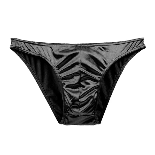 Showlu Fashion Men's satin silky briefs in large size, featuring smooth, comfortable satin fabric and stylish design.