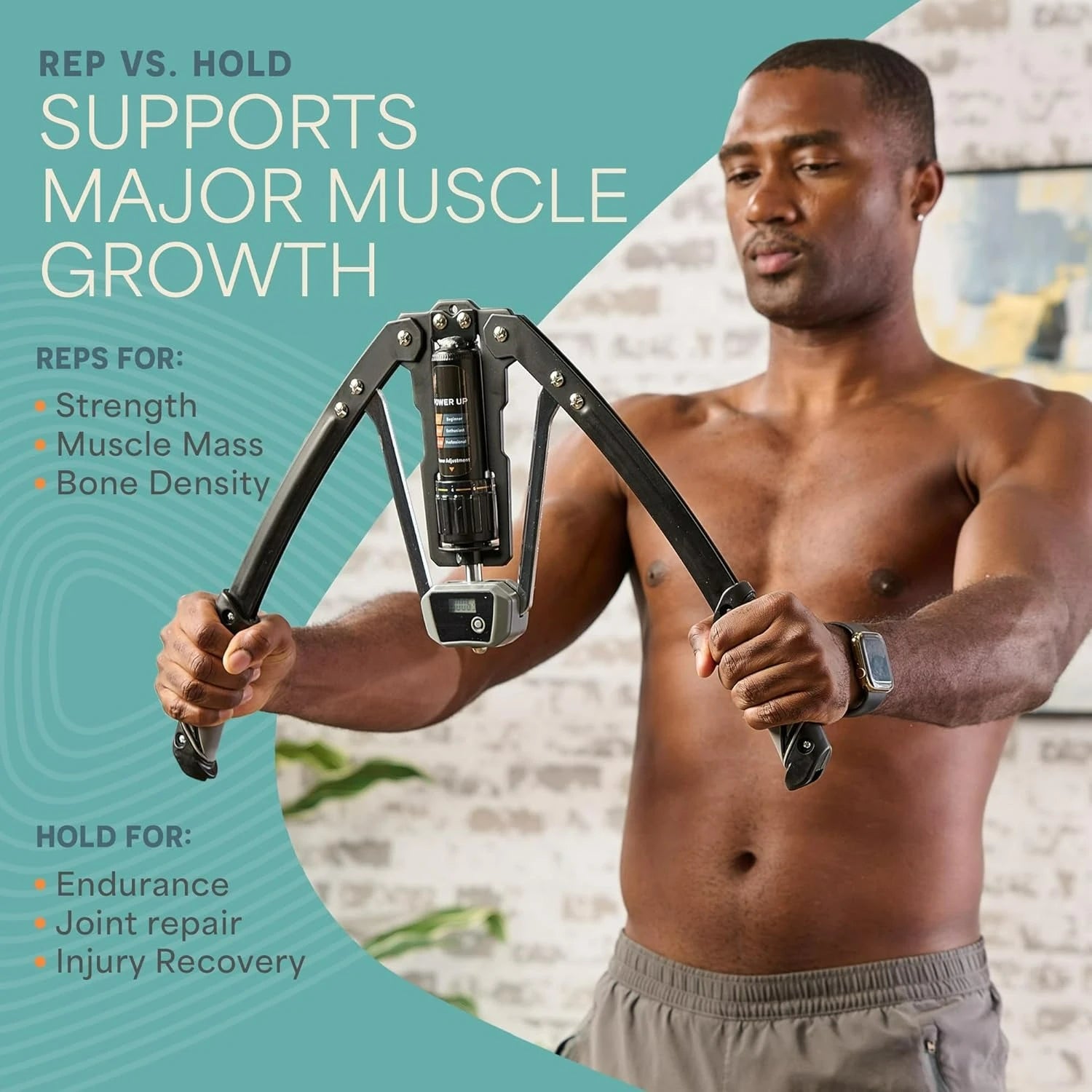 Showlu Hydraulic Chest Expander and arm trainer with adjustable resistance from 22 to 440 pounds, featuring handles for strength training.