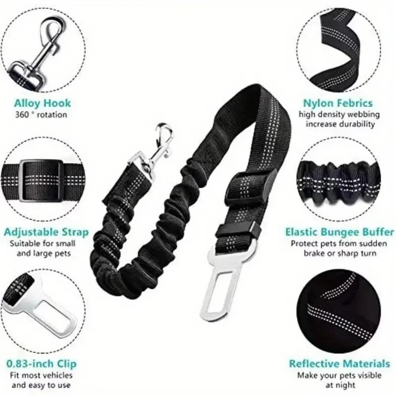 Showlu Smart General pet car seatbelt harness with adjustable straps and secure buckles for safe pet travel.