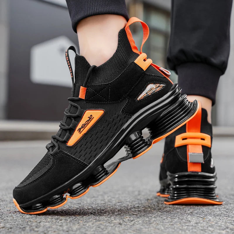 Men's breathable running shoes with air mesh upper and cushioned sole, designed for comfort and performance.