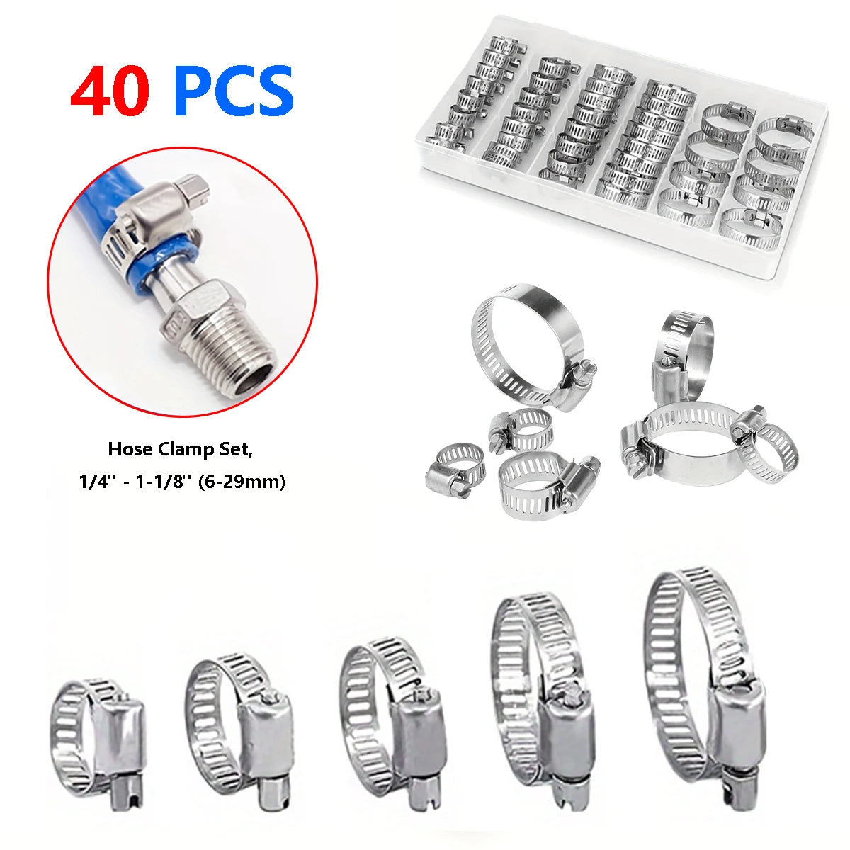 Showlu Smart General hose clamp set showing metal clamps with screw fasteners for securing hoses and tubing.