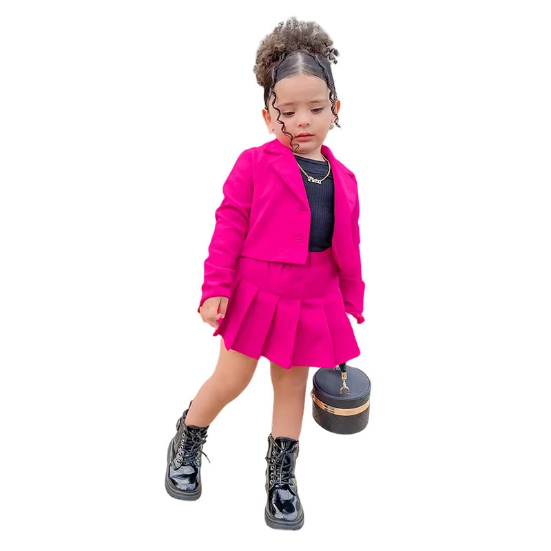 YTYIN girls autumn 2-piece set with long sleeve jacket and miniskirt, stylish and comfortable for fall wear by Showlu Fashion Store