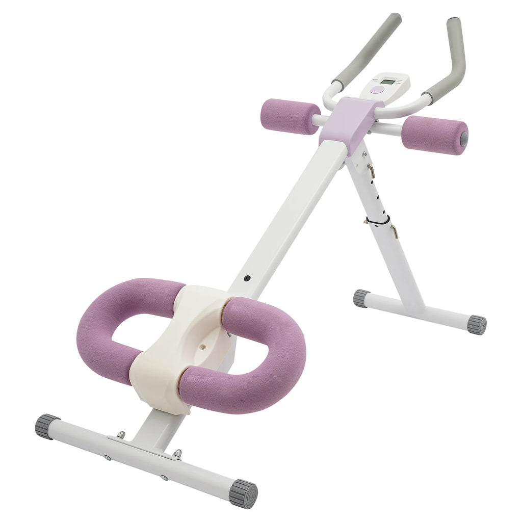 Abdominal Trainer Machine for Home Gym 44.88x19.6x21.2-27.5in 220lbs Capacity Adjustable Incline & Height Abs Workout White+Purple