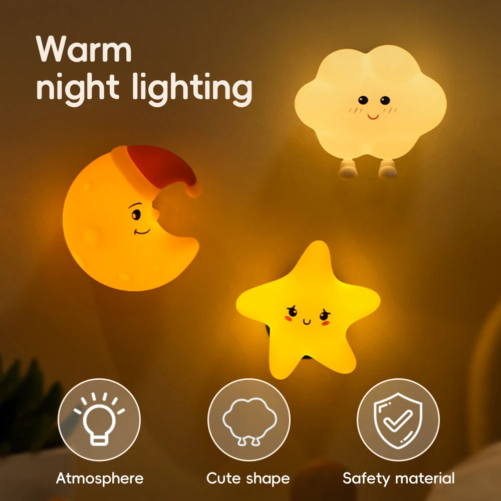 Star-shaped silicone LED night light by Showlu Smart General, glowing softly with a gentle star design.