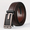 Men's leather belt by Showlu Fashion Store with micro adjustable buckle, perfect for dressing up and suitable for any occasion.